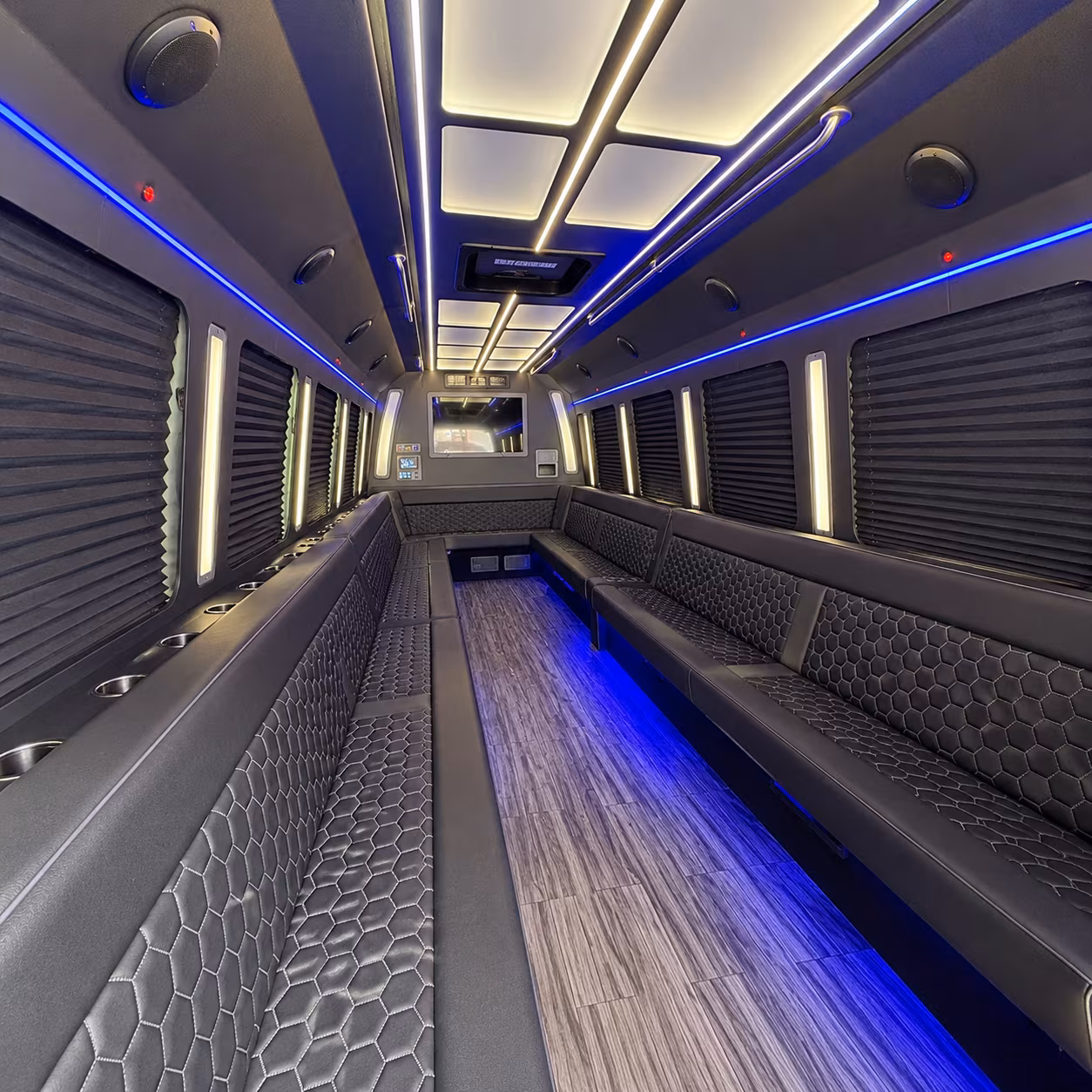 allen 30 passenger party bus interior