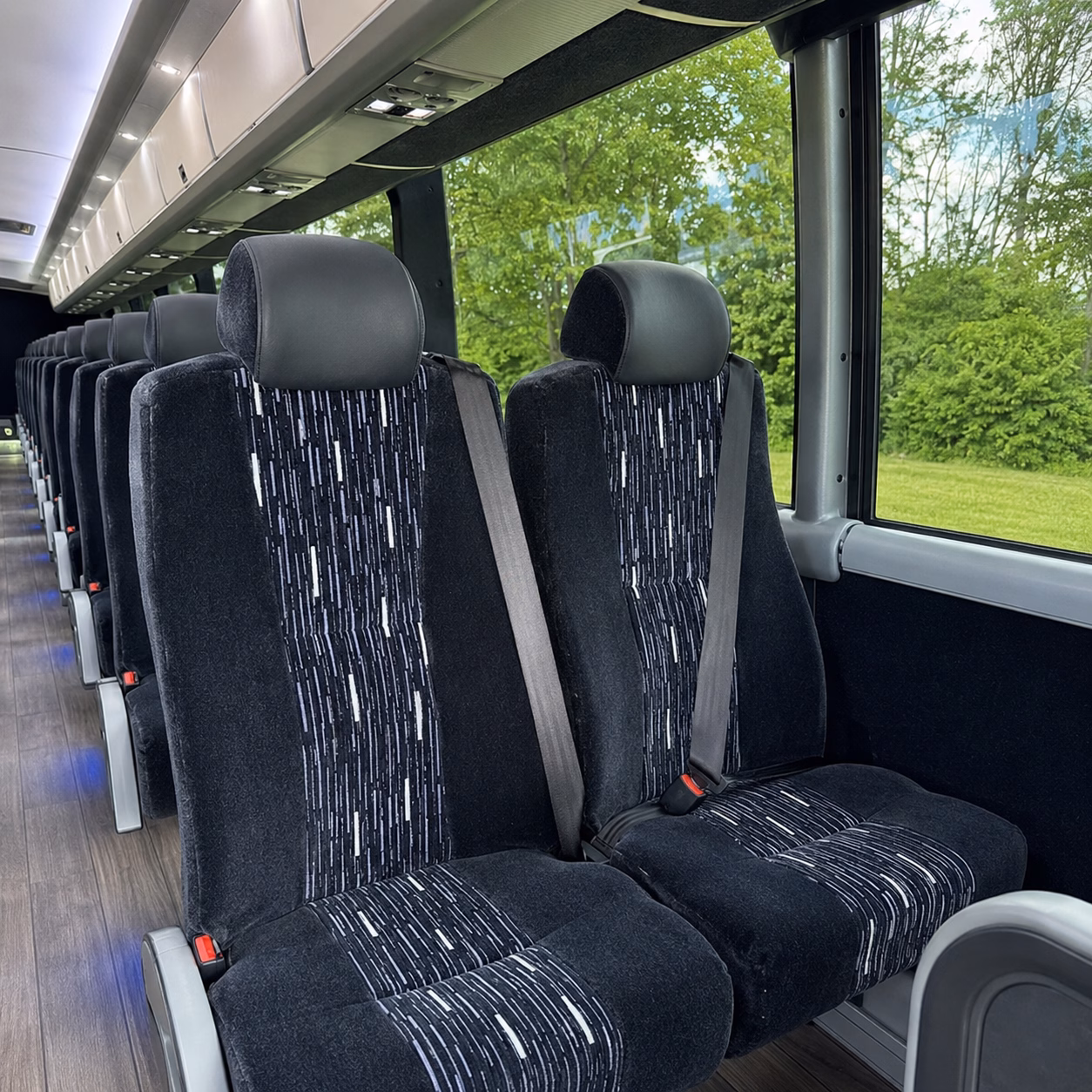 allen charter bus rental interior